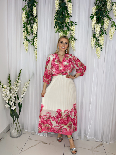 Sukienka CAPRI fuksjowe drobne kwiatki Sukienka CAPRI fuksjowe drobne kwiatki