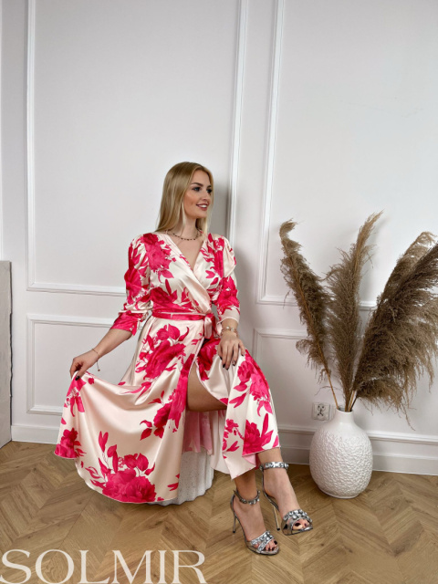 Sukienka FLAVIA fuksjowe kwiaty Sukienka FLAVIA fuksjowe kwiaty