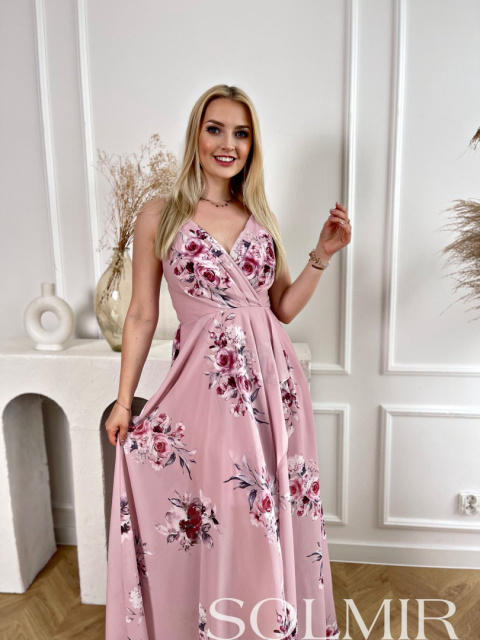 Sukienka ASSIMA kwiaty brudny róż Sukienka ASSIMA kwiaty brudny róż