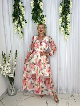 Sukienka MILENA print koralowe kwiaty