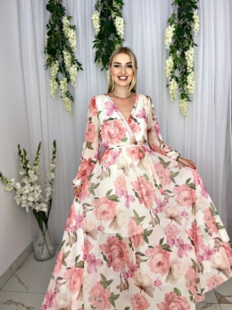 Sukienka MILENA print koralowe kwiaty
