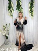 Sukienka premium SINEM ombre beż z czernią