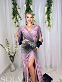 Sukienka premium SINEM ombre puder z czernią