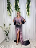 Sukienka premium SINEM ombre puder z czernią