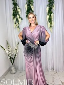 Sukienka premium SINEM ombre puder z czernią