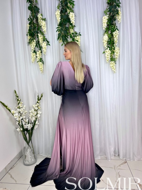 Sukienka premium SINEM ombre puder z czernią Sukienka premium SINEM ombre puder z czernią