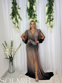 Sukienka premium SINEM ombre brąz z czernią