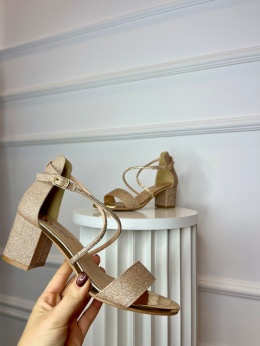 Sandały na słupku FLORIDA różowe złoto