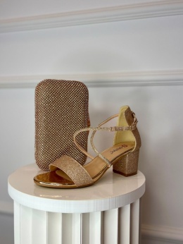 Sandały na słupku FLORIDA różowe złoto