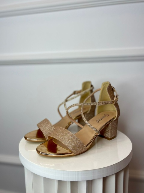 Sandały na słupku FLORIDA różowe złoto