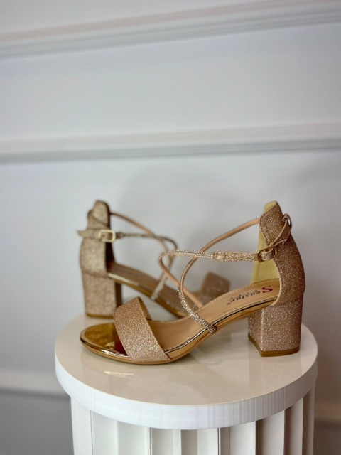 Sandały na słupku FLORIDA różowe złoto