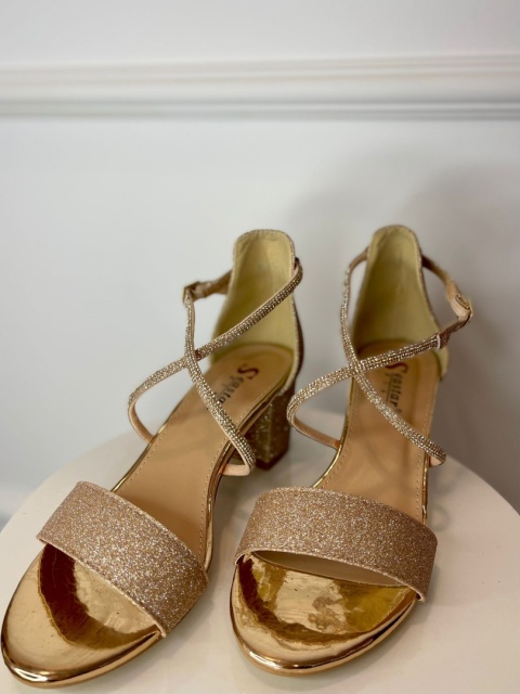 Sandały na słupku FLORIDA różowe złoto