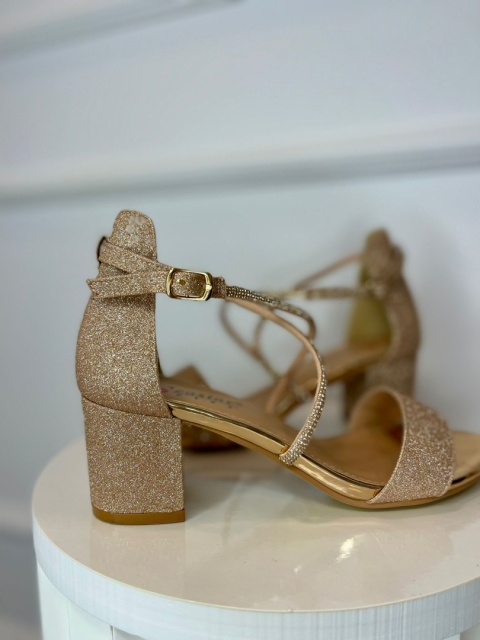 Sandały na słupku FLORIDA różowe złoto