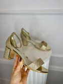 Sandały na słupku TEXAS złoto