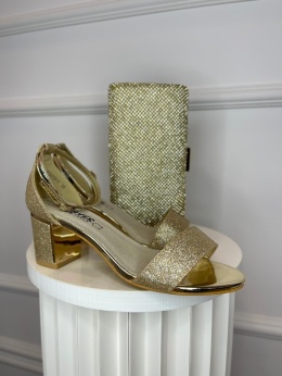 Sandały na słupku TEXAS złoto