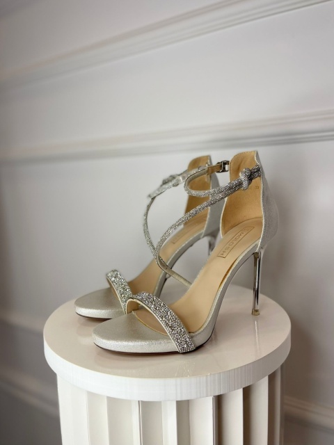 Sandały na szpilce MEX srebro