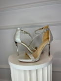 Sandały na szpilce MEX srebro