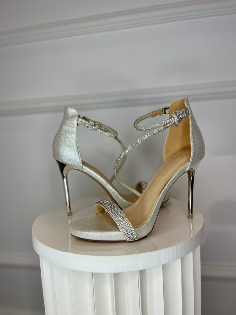 Sandały na szpilce MEX srebro