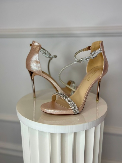 Sandały na szpilce MEX różowe srebro