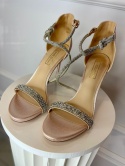 Sandały na szpilce MEX różowe srebro