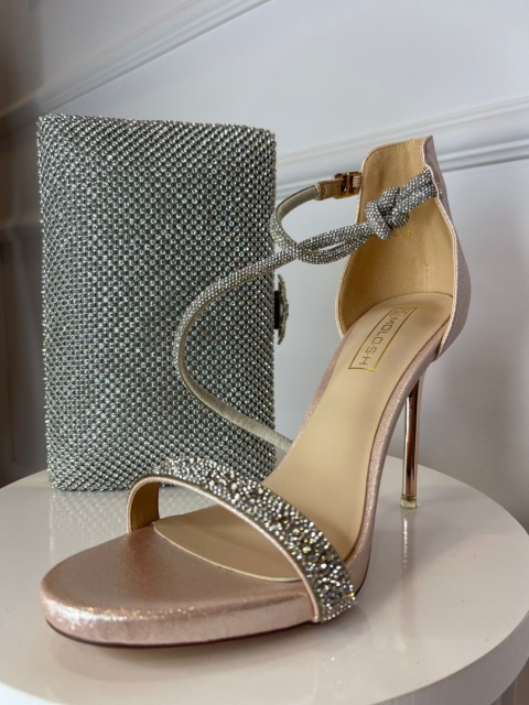 Sandały na szpilce MEX różowe srebro