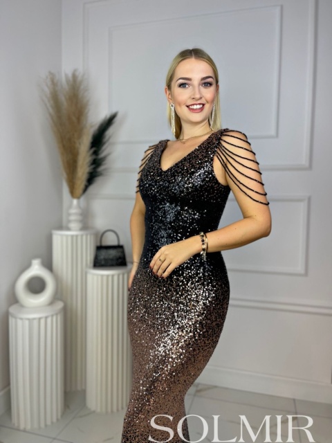 Sukienka ALAMANIA MAXI ombre czerń ze złotem Sukienka ALAMANIA MAXI ombre czerń ze złotem