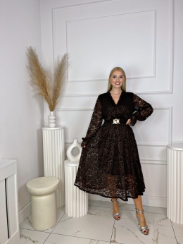 Sukienka GABI koronka czekolada