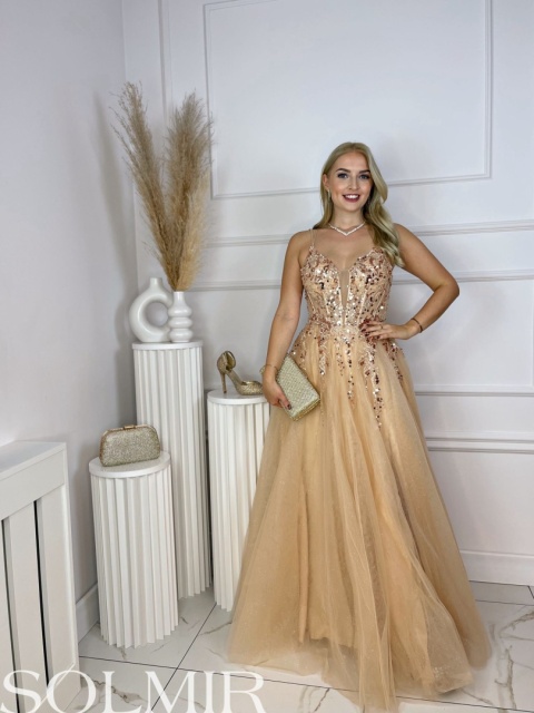 Sukienka MALEDIWA BIS złoto / beż