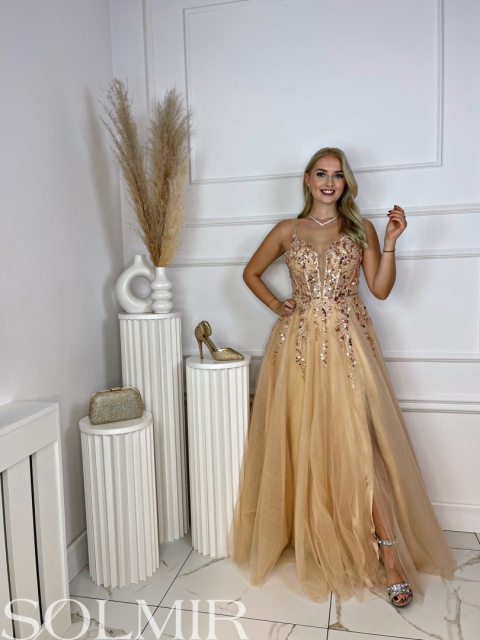 Sukienka MALEDIWA BIS złoto / beż