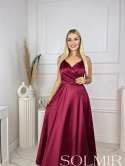 Sukienka MARIANNA satyna bordo