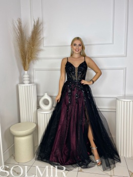 Sukienka PARADISE BIS czerń z bordo