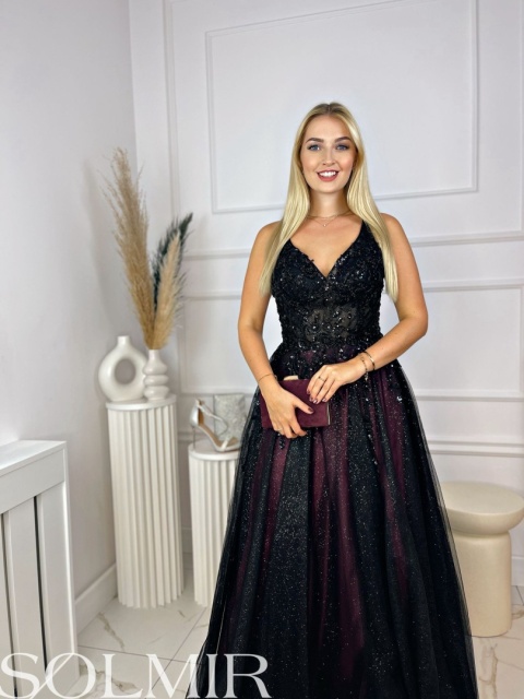 Sukienka PARADISE BIS czerń z bordo