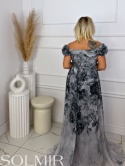 Sukienka premium LEYLA szare kwiaty