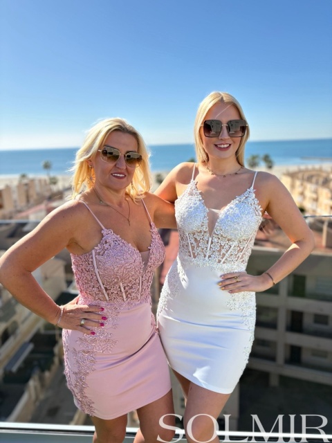 Sukienka BONDA MINI pudrowy róż