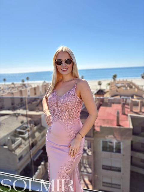 Sukienka BONDA pudrowy róż