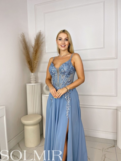 Sukienka ZAFIRA jeansowy błękit