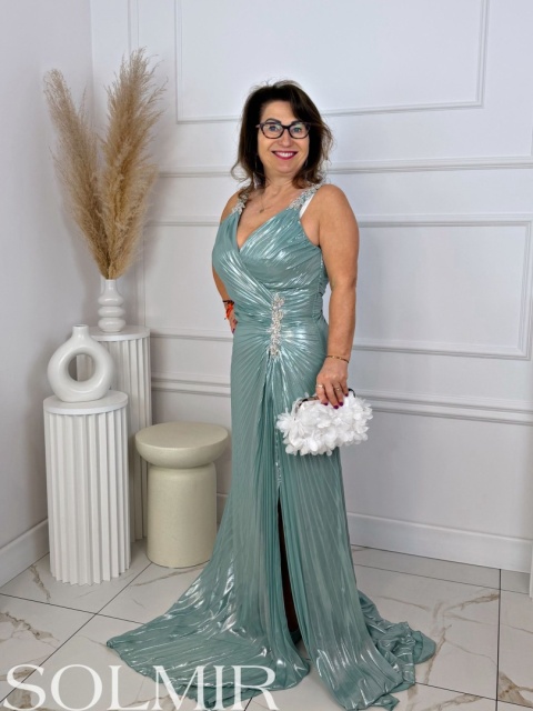 Sukienka premium ROCHER szałwia/mięta