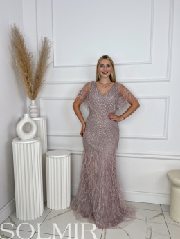 Sukienka premium TATIANA wrzosowy pudrowy róż