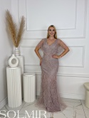 Sukienka premium TATIANA wrzosowy pudrowy róż