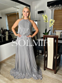 Sukienka premium SANTI metaliczne srebro